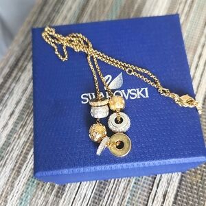 SWAROVSKI Gold And Silver Charm Bead Necklace